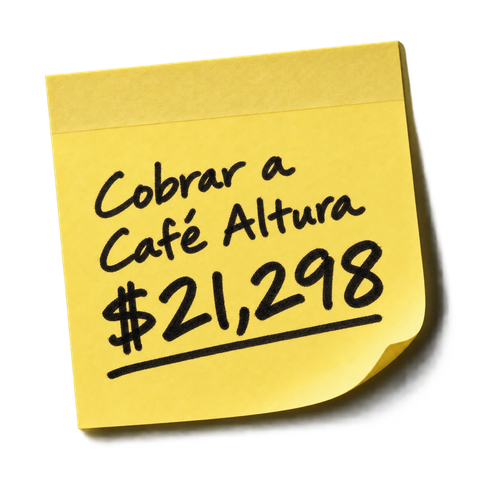 Post-it: Cobrar a Café Altura, $21,298